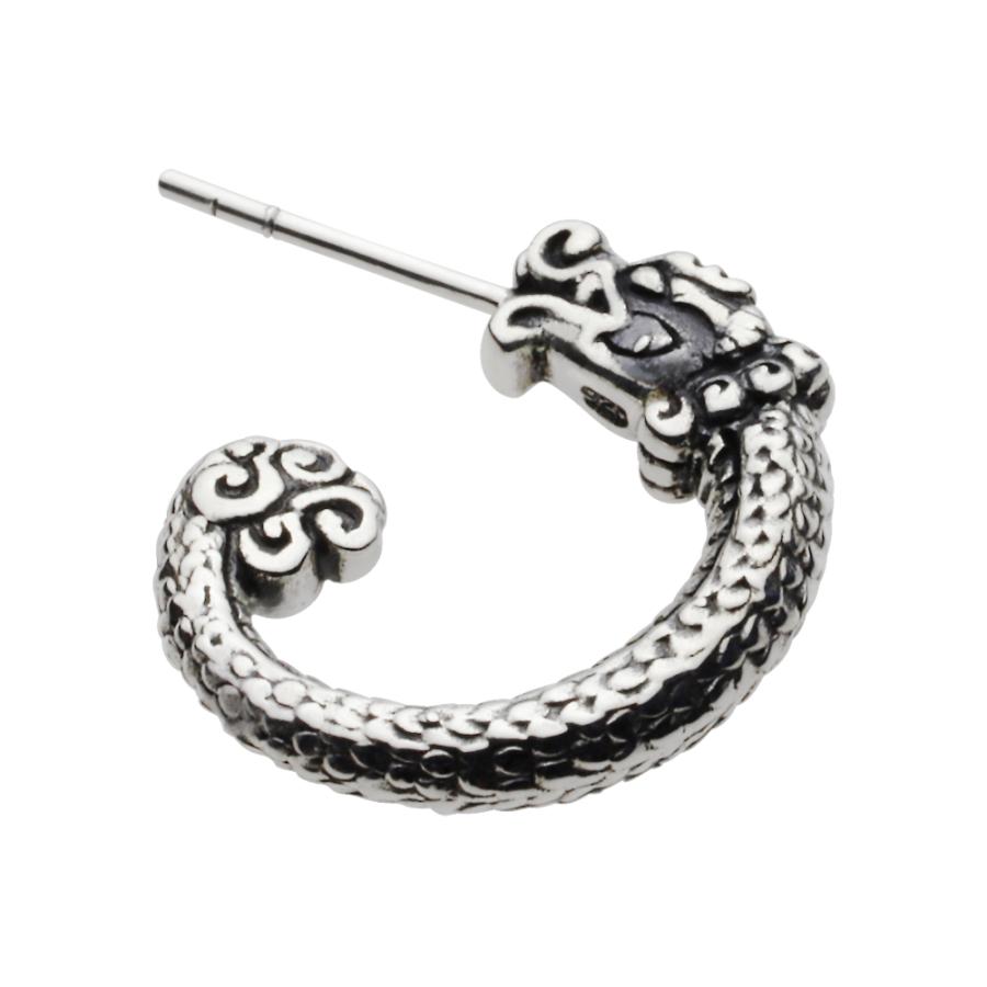 シルバーピアス メンズ 龍 竜 ドラゴン 雲唐草 オリエンタル アジアン かっこいい シルバー925 キャッチ付き シルバーアクセサリー e0648の画像