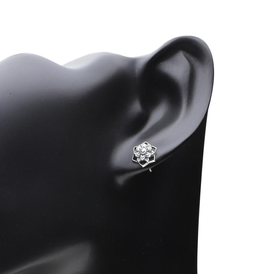 cenote シルバーピアス メンズ 蓮華 蓮の花 植物 花 フラワー 曼荼羅