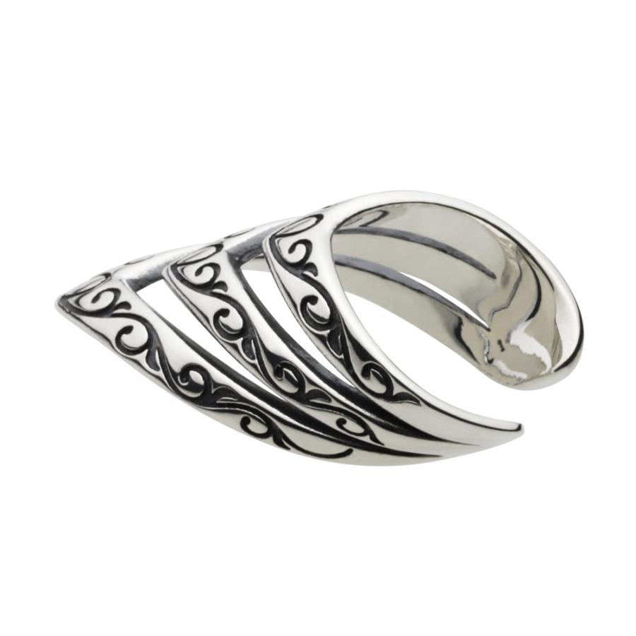 cenote シルバーイヤーカフ メンズ アラベスク 唐草 3段 アーマー 3蓮