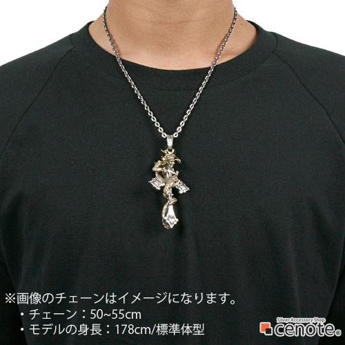 シルバーペンダント メンズ 黄龍ビッグクロス十字架 ドラゴン 龍 竜 クロス オリエンタル シルバー925 シルバーアクセサリー p0143の画像