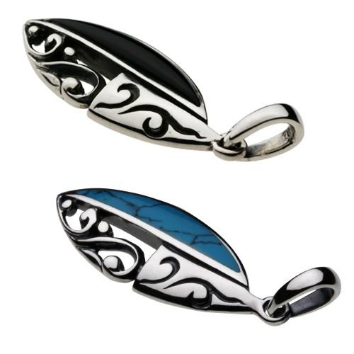 オニキス ターコイズ シルバーペンダント メンズ 唐草リーフ 葉 唐草 アラベスク 葉っぱ シルバー925 シルバーアクセサリー p0334の画像