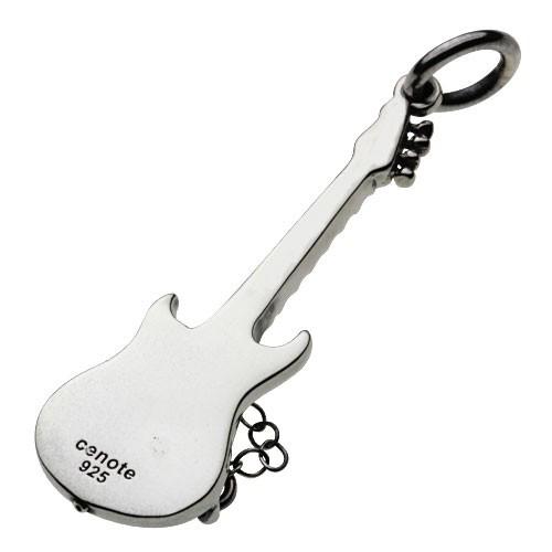 シルバーペンダント メンズ エレキギター ロック パンク 楽器 音楽 バンド メロディ 鎖 シルバー925 シルバーアクセサリー p0399の画像