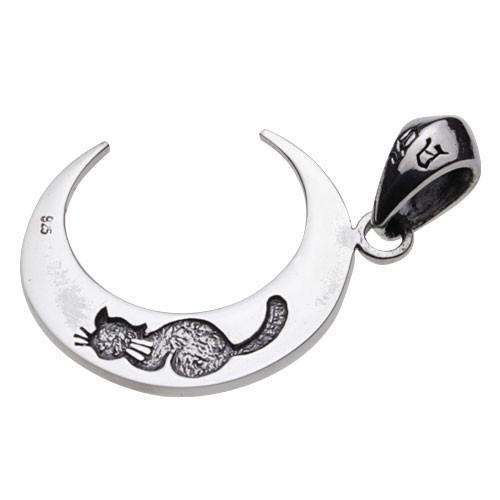 シルバーペンダント メンズ 三日月トランプ柄 アリス ハート スペード 猫 ねこ キャット シルバー925 シルバーアクセサリー p0623の画像