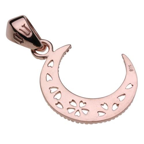 シルバーペンダント メンズ 桜 三日月 ピンク 和風 和柄 フラワー さくら 花びら 透かし シルバー925 シルバーアクセサリー p0624の画像