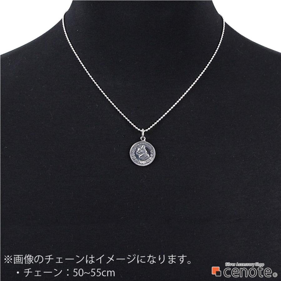 シルバーペンダント メンズ キャット コイン 硬貨 足跡 肉球 メダル メダイ 小銭 かわいい シルバー925 シルバーアクセサリー p0680の画像