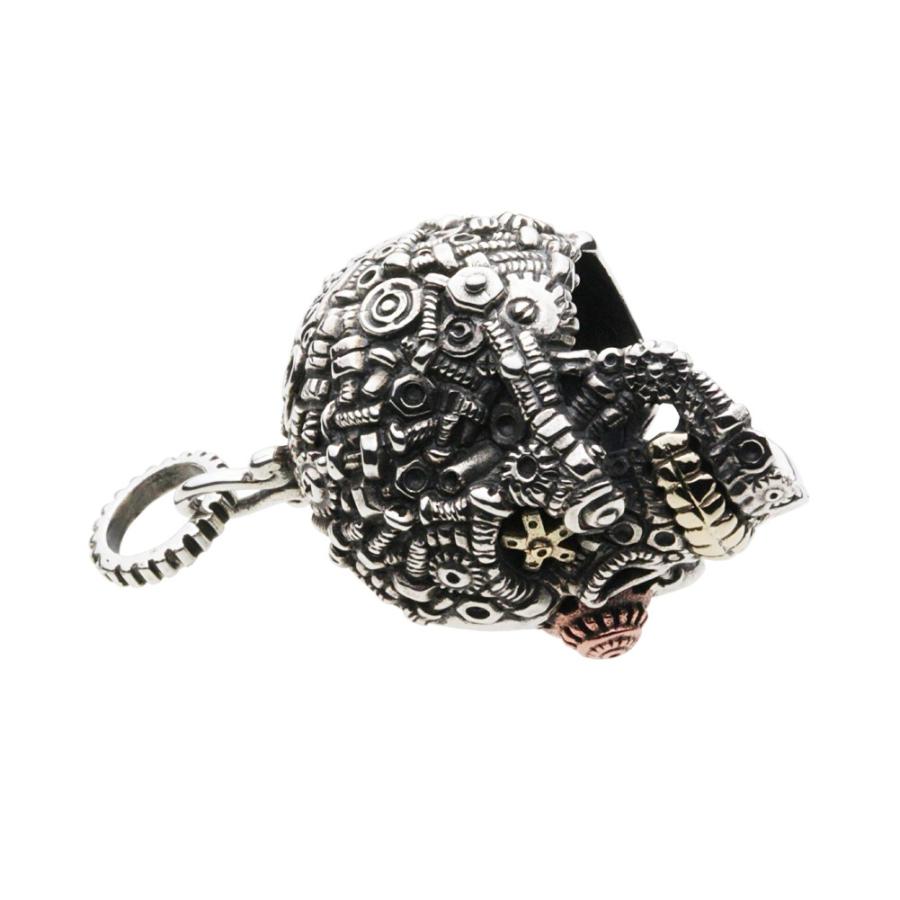 シルバーペンダント メンズ スチームパンク スカル 骸骨 ドクロ ロボット SF メカニカル シルバー925 シルバーアクセサリー p0689の画像