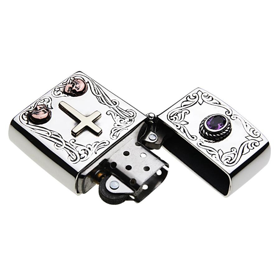 スカルデザイン シルバー925オイルライター zippo ジッポー