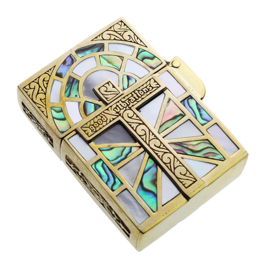 ブラスアクセサリー キリストの磔刑オイルライター 十字架 クロス