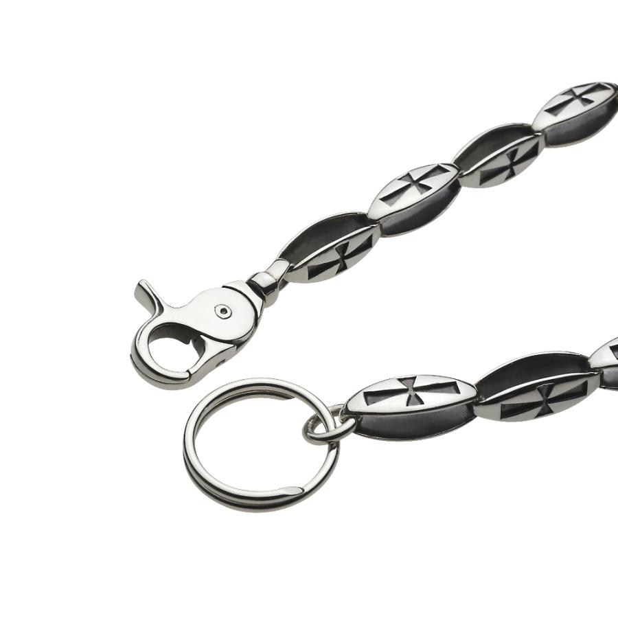 シルバー アクセサリー ゴシッククリップ キヘイ ウォレットチェーン キーリング付き バネ式 鎖 十字架 クロス カスタム メンズ s0124の画像