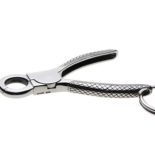 シルバー アクセサリー シルバーペンチキーホルダー キー リング 指輪付き 工具 ペンチ キークリップ キーチェーン メンズ s0203の画像