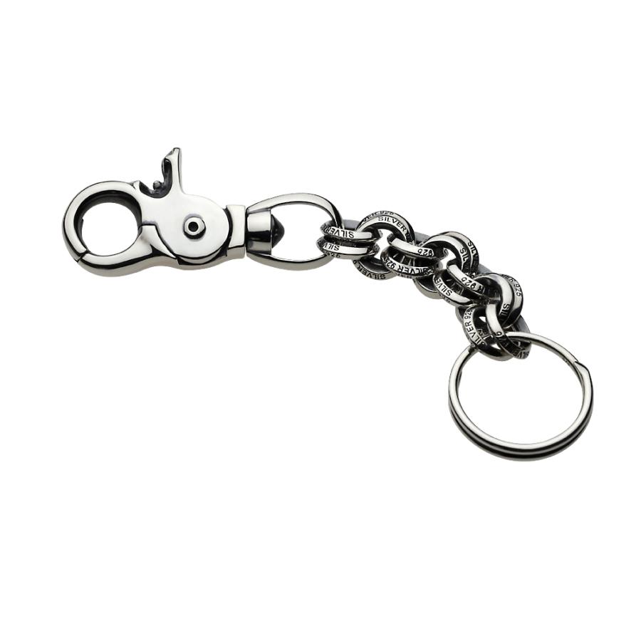 シルバー アクセサリー フレアクロス キーチェーン キーリング付き バネ式 鎖 十字架 ゴシック メンズ s0208の画像
