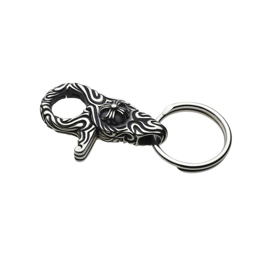 シルバー アクセサリー 唐草 クリップ キーリング付き バネ式 キーホルダー 十字架 クロス アラベスク メンズ s0211の画像