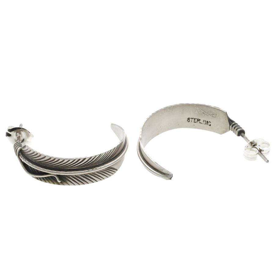 シルバーピアス インディアンジュエリー フェザー 左右セット ピアス ユニセックス シルバー アクセサリー メンズ u0011の画像