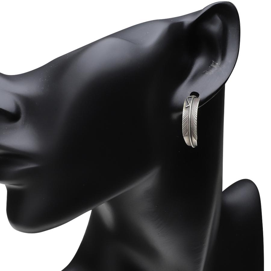 シルバーピアス インディアンジュエリー フェザー 左右セット ピアス ユニセックス シルバー アクセサリー メンズ u0011の画像