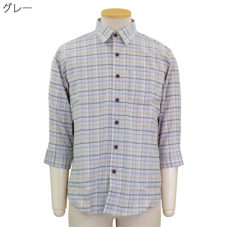 7分袖 涼感 ストレッチしじら 楊柳 マジックテープ ワンタッチ シャツ 　シニアファッション 春夏 涼しい シャツ 70代 80代 | ブランド登録なし | 01