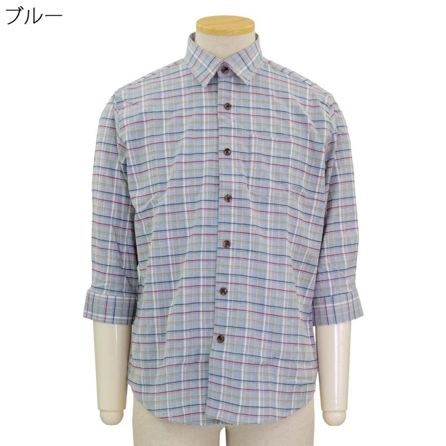 7分袖 涼感 ストレッチしじら 楊柳 マジックテープ ワンタッチ シャツ 　シニアファッション 春夏 涼しい シャツ 70代 80代 | ブランド登録なし | 02