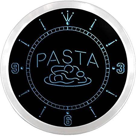 オリジナル （新品） Clock Wall LED Sign Neon Pizza Restaurant Cafe Pasta Open nc0586-b ADVPRO 掛け時計、壁掛け時計
