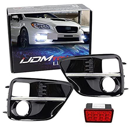 （新品） iJDMTOY JDM S4 LED DRL Fog Light Bezels Plus Red Lens F1 Style LED Rear Fog