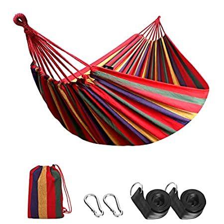 （新品） Anyoo Garden Cotton Hammock Comfortable Fabric Hammock with Tree Straps for
