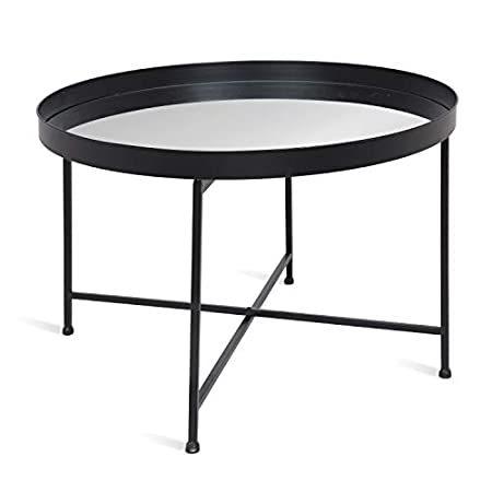 センターバレーKate and Laurel Celia Round Metal Foldable Coffee Table with Mirrored Tray 春先取りの