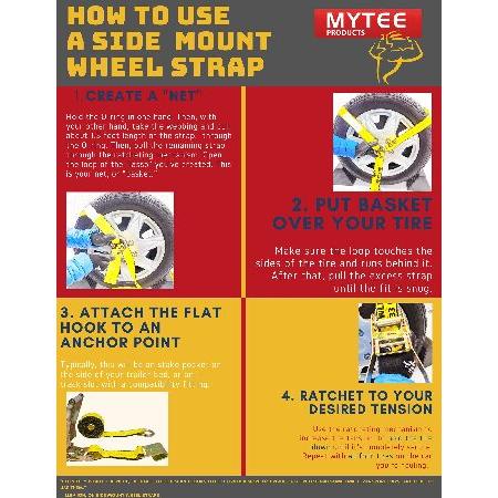 Mytee Products 2インチ x 10フィート ラチェットストラップ フィンガー Jフック ホイールネット 自動牽引 タイダウン 4 - Pack RST-210FHx4-AMZ｜centervalley｜02