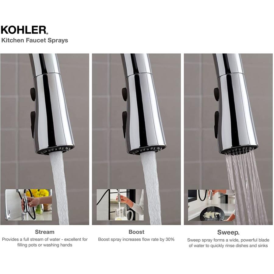 KOHLER 22036-VS SIMPLICE Kitchen Faucet, Vibrant Stainless