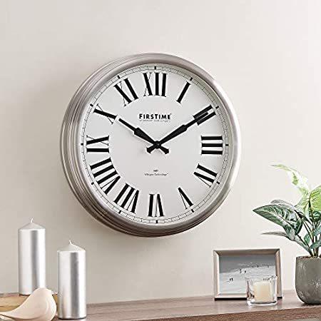 （新品） FirsTime & Co.® Steel Hamilton Whisper Clock, American Crafted, Brushed Ste