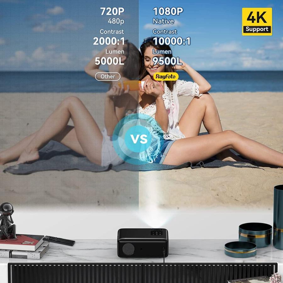 最新アイテム （新品） Rayfoto WiFi フルHD WiF 10000lm 小型 4K対応