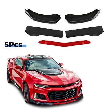 日本販売正規品 KEEPDSGN Front Bumper Lip Splitter Spoiler Red Trim Carbon Fiber + 86.6 Car Side Skirt Red Line Gloss Black