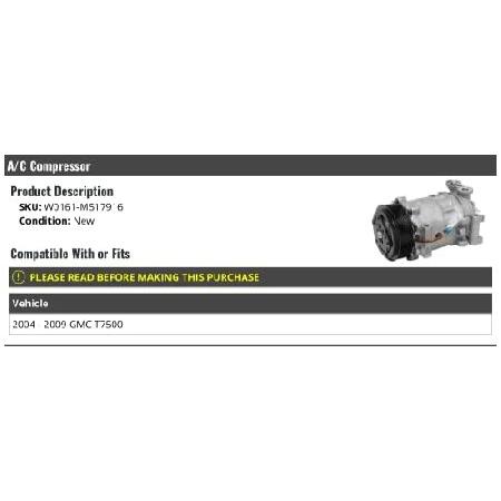 A/C Compressor - Compatible with 2004-2009 GMC T7500｜centervalley｜02