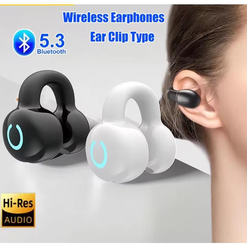 Bluetooth イヤホン 片耳骨伝導イヤホン クリップイヤー ノイズキャンセリング 通話 スポーツ ゲームイヤホン ブラック or ホワイト（ポスト投函、在宅不要）｜センターバレー