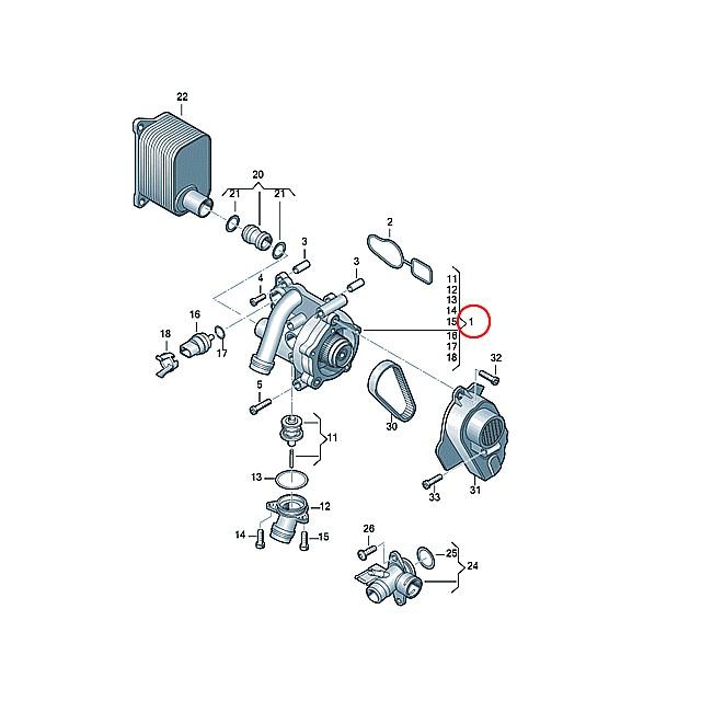 Audi（アウディ） ウォーターポンプ ASSY(サーモスタット ガスケット付