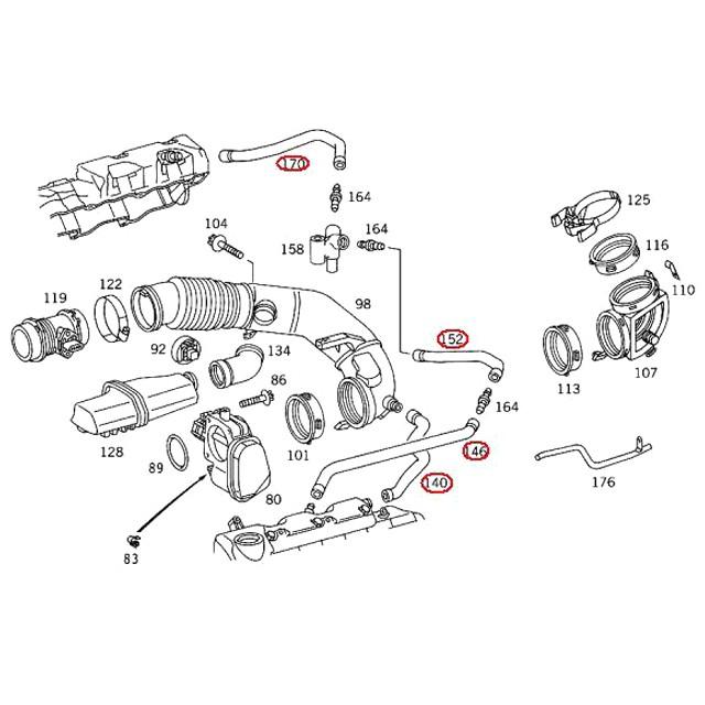 Mercedes-Benz（メルセデス・ベンツ） ブローバイホース4点セット W164
