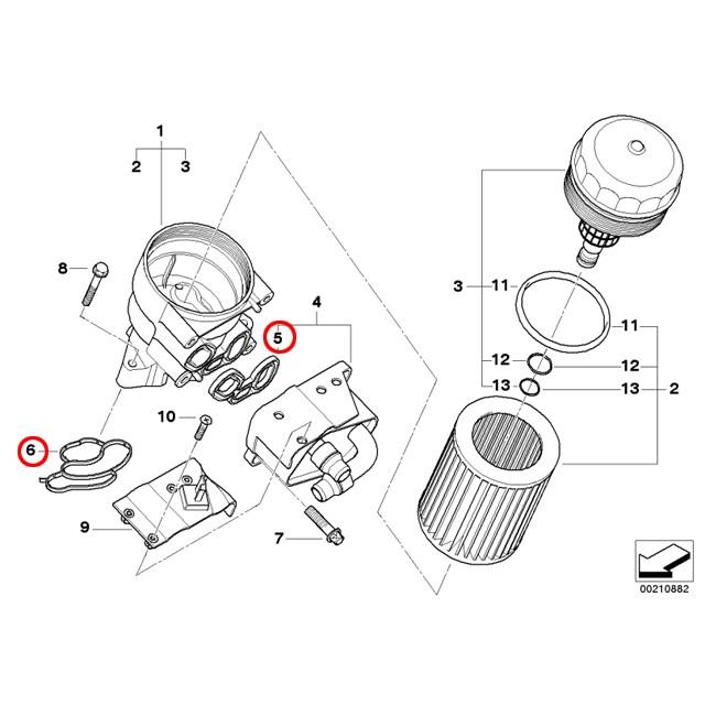 オイルクーラー用ガスケット + オイルフィルターケース用ガスケット BMW E82 E87 E88 E46 E90 E91 E92 X1(E84) N42 N43 N45 N46 直4エンジン|centpiashop|02