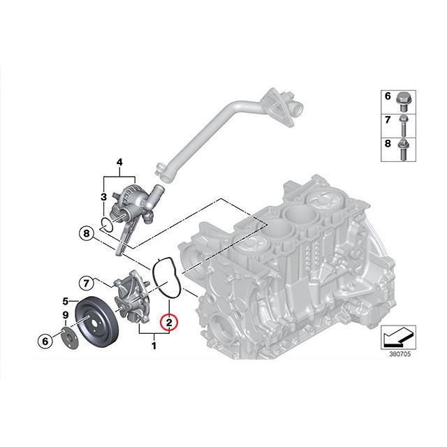 ウォーターポンプ ガスケット　MINI(ミニ) R55 R56 R57 R58 R59 R60 R61　クーパー クーパーS ジョンクーパーワークス ワン　N12 N14 N16 N18 直4エンジン｜centpiashop｜02