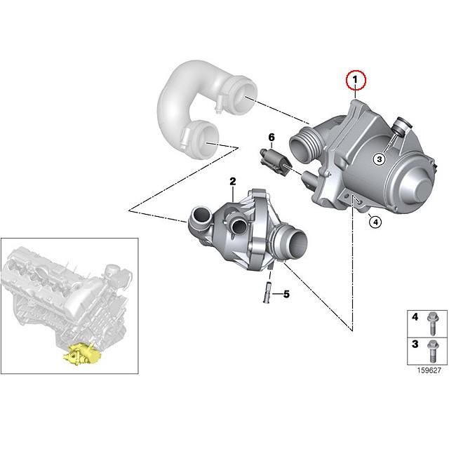 電動 ウォーターポンプ BMW 5シリーズ F07 F10 F11 535i 535iX Hybrid 5 SN30 FR35 FZ35 MU35 N55B30A