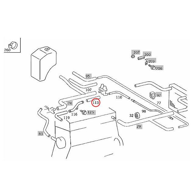 ヒーターホース　メルセデスベンツ ミディアムクラス W124　220E 220TE 280E 300TD 320CE 320E 320TE E220 E280 E300TD E320｜centpiashop｜02