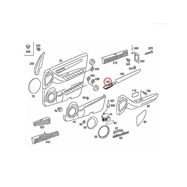 Mercedes-Benz 純正品 インナー ドア ハンドル フロント 右側 