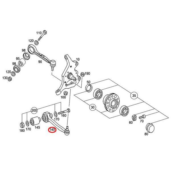 Mercedes-Benz（メルセデス・ベンツ） ロアアーム フロント 左側 SLK