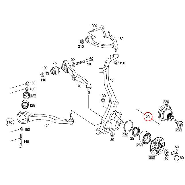 Mercedes-Benz ホイール ハブベアリング フロント 左右共通 メルセデス 