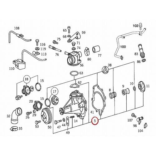 ウォーターポンプ　メルセデスベンツ ミディアムクラス W124　400E E400 E500　M119 V8 後期エンジン　ガスケット付｜centpiashop｜02