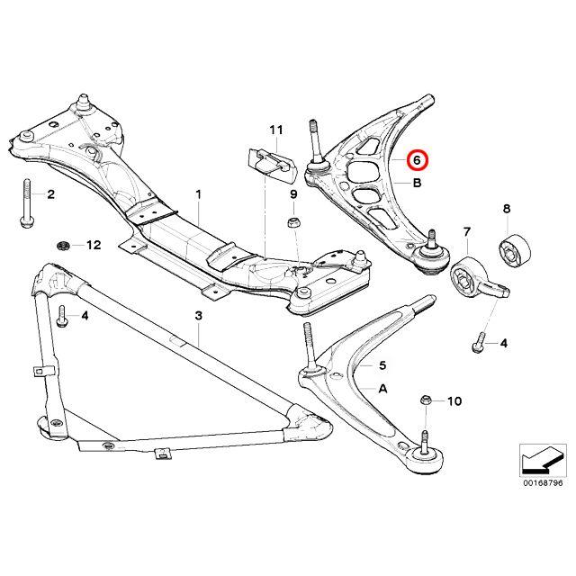 ロアアーム フロント 左側 BMW 3シリーズ E46 316ti 318Ci 318i 318ti 320i 323i 325i 328Ci 328i 330Ci 330i AL19 AM20 AM25 AM28 AT18 AU20 AV22 AV25 AV30の画像