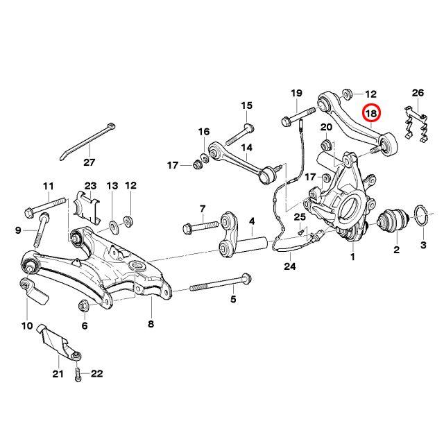 アッパーアーム リア 右側　BMW 5シリーズ E39　520i 523i 525i 528i 530i 535i 540i M5　DD25 DD28 DE44 DE50 DM25 DM28 DN44 DP28 DS25 DS25A DS30 DT25 DT30｜centpiashop｜02