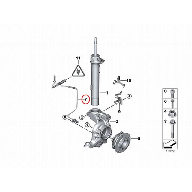 ABSセンサー フロント 左右共通(片側)　BMW 3シリーズ E90 E92　M3　VA40 WD40｜centpiashop｜02