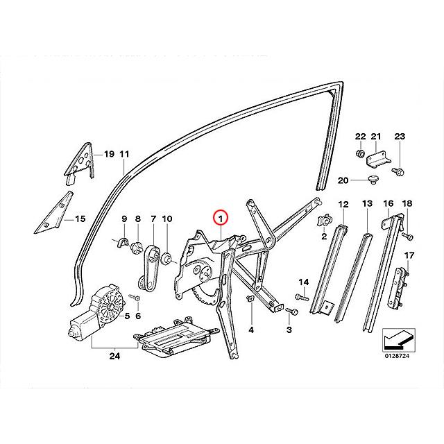 Mecanismo Elevavidrios Delantero Derecho Para BMW E36 3 Series (316i A 328i) | Número OEM 51331977610 | CQX