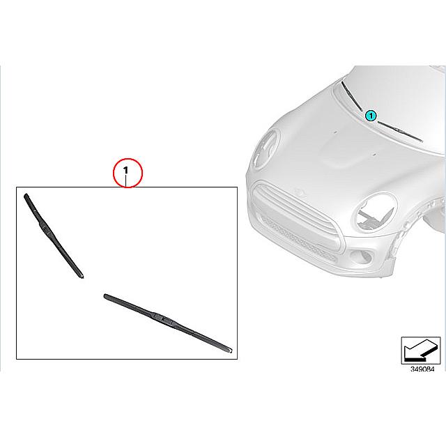 MINI（ミニ） フロント ワイパーブレード 左右セット F55 F56 クーパー
