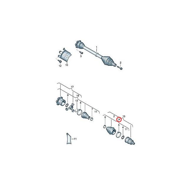 Audi ドライブシャフト ブーツ フロント アウター 左右共通(片側