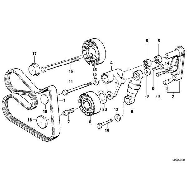 ベルトテンショナー　BMW 5シリーズ E39　525i 528i 530i　DD25 DD28 DD28A DM25 DM28 DP28 DS25 DS25A DS30 DT25 DT30　M52 M54 直6エンジン｜centpiashop｜02
