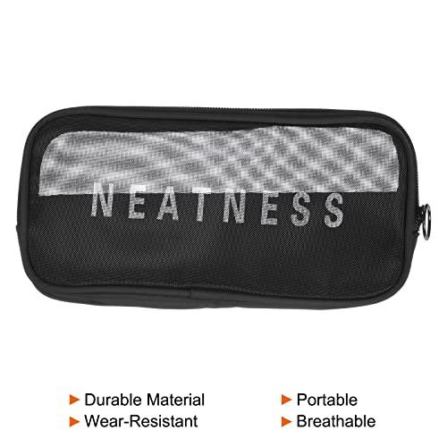 PATIKIL 22 x 12 x 2cm 網目洗面用品袋 3個 メッシュジッパーポーチ 携帯性 家庭旅行用品用 ブラック