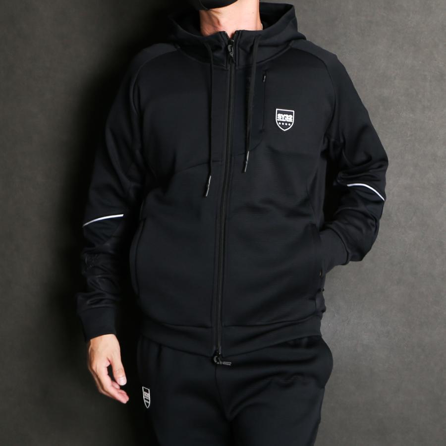 SY32：メンズ：Lサイズ：ジップアップストライプシャツ：カーキ/黒